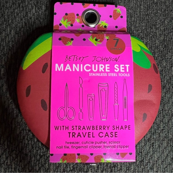 Betsey Johnson Other - Betsey Johnson 7 Piece Manicure Set with Strawberry Shaped Travel Case